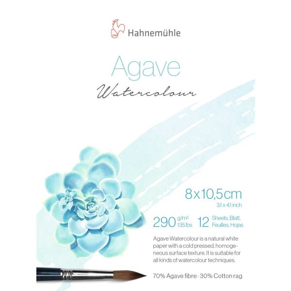 Папір акварельний Hahnemuhle Agave 290 г/м² CP, 8 x 10,5 см, 12 аркушів, склейка