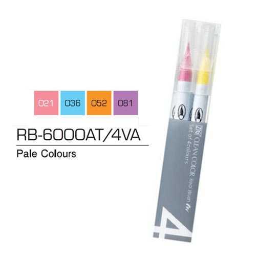 ���� ������� Kuretake ZIG Clean Color Real Brush Pale Colors 4��.