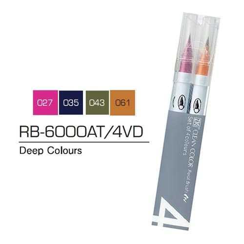 ���� ������� Kuretake ZIG Clean Color Real Brush Deep Colors 4��.