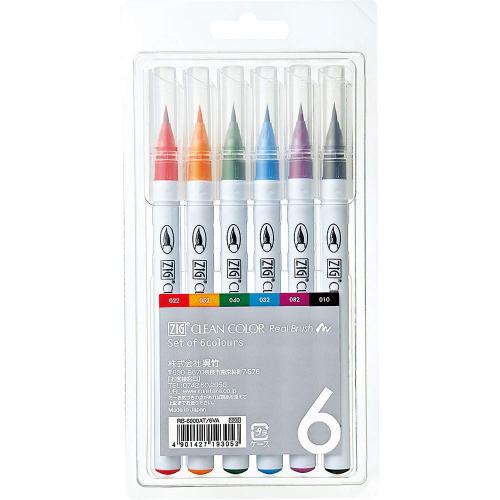 ���� ������� Kuretake ZIG Clean Color Real Brush Colors set 6��.