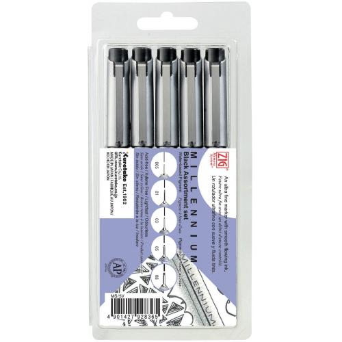 ���� ������� Kuretake ZIG Memory System MILLENNIUM Black 5��.