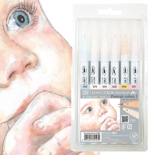 ���� ������� Kuretake ZIG Clean Color Real Brush Colors Portrait-I 6��.