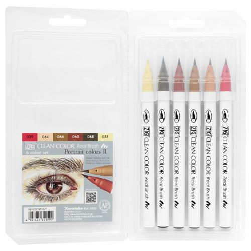 ���� ������� Kuretake ZIG Clean Color Real Brush Colors Portrait-II 6��.