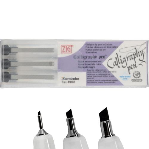 ���� ����� ��� ��������� Kuretake ZIG CALLIGRAPHY PEN Oblique Tip BLACK 3��.