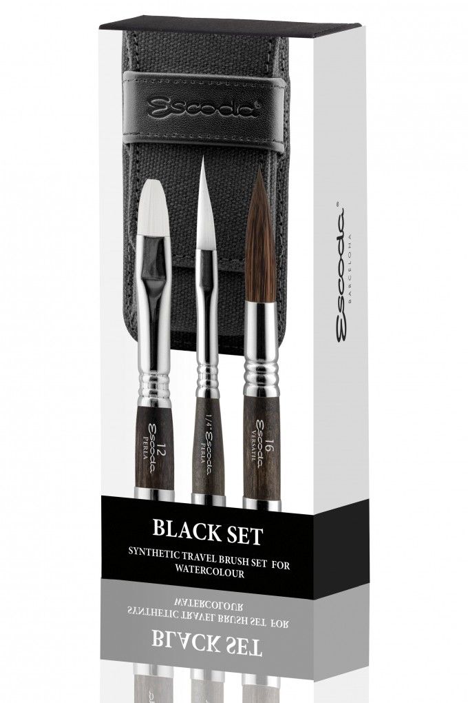 Набір пензлів Escoda BLACK TRAVEL 3 шт