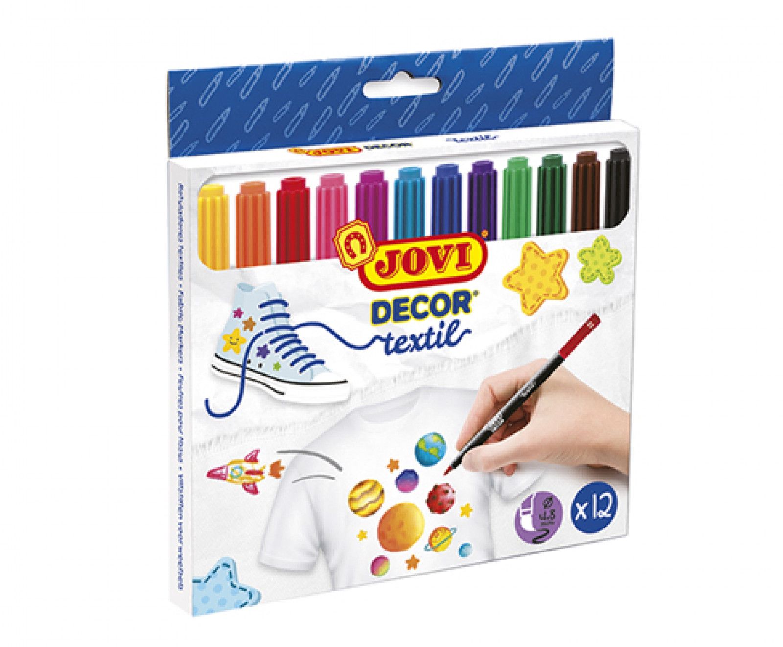 Набір різнокольорових фломастерів JOVIDECOR TEXTIL 12 шт.
