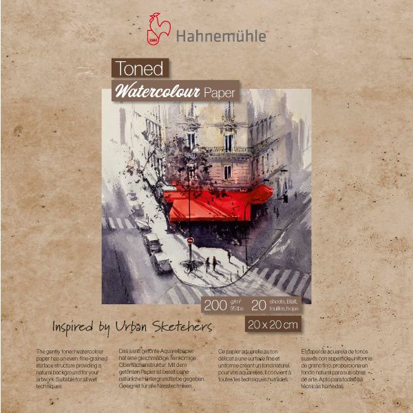 Папір для акварелі тонований Hahnemuhle Toned Watercolour Paper 200 г/м² CP, 20 х 20 см, альбом 20 аркушів, бежевий