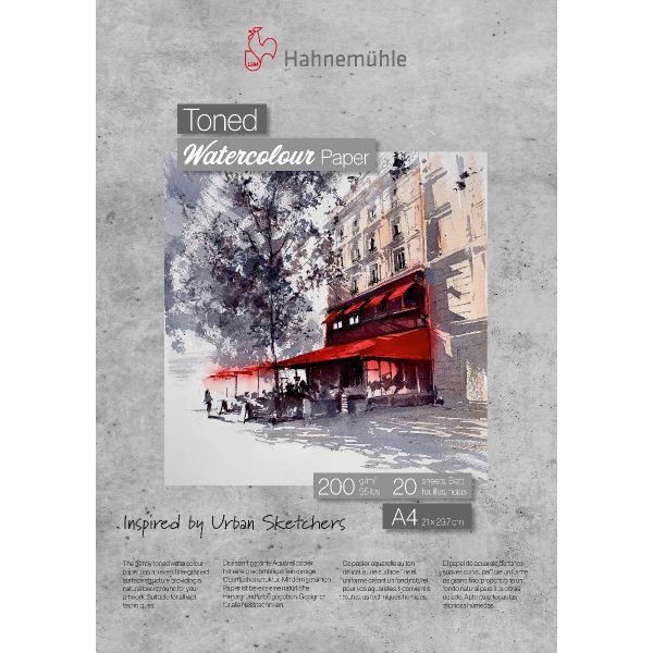 Папір для акварелі тонований Hahnemuhle Toned Watercolour Paper 200 г/м² CP, А4, альбом 20 аркушів, сірий