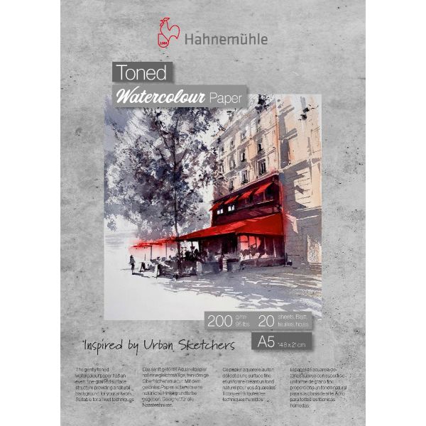 Папір для акварелі тонований Hahnemuhle Toned Watercolour Paper 200 г/м² CP, А5, альбом 20 аркушів, сірий