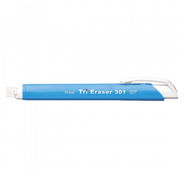Гумка тригранна змінна у пластиковому корпусі Penac Tri Eraser 301, пастельний блакитний