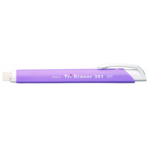 Гумка тригранна змінна у пластиковому корпусі Penac Tri Eraser 301, пастельний бузковий